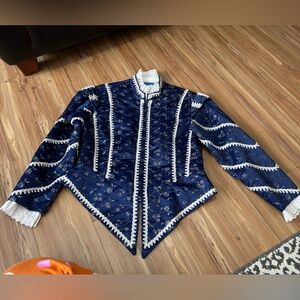 Royal Renaissance Theater Quality Navy Blue Embroidered Doublet with White Trim